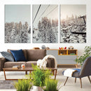Frosty Pines Wall Art Canvas Print – Framed Cozy Cabin Ski