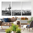 Saguaro Cactus Wall Art Canvas Print – Framed Monochrome