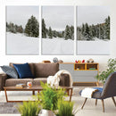 Frosty Pines Wall Art Canvas Print – Framed Silent Snowfall