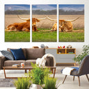 Texas Longhorn Pair Wall Art Canvas Print – Peaceful Rustic by MyGreatCanvas | Canvas Wall Art Prints | Photo Prints & Wall Decor