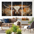 Abstract Longhorn Bull Wall Art Canvas Print – Vintage by MyGreatCanvas | Canvas Wall Art Prints | Photo Prints & Wall Decor