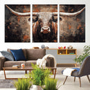 Rustic Longhorn Bull Wall Art Canvas Print – Vintage Western by MyGreatCanvas | Canvas Wall Art Prints | Photo Prints & Wall Decor