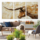 Rustic Longhorn Bull Wall Art Canvas Print – Vintage Western by MyGreatCanvas | Canvas Wall Art Prints | Photo Prints & Wall Decor
