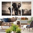 Elephant Family Wall Art Canvas Print, Framed Elephant Wall