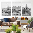 Black White Arizona Desert Canvas Wall Art Cactus Farmhouse