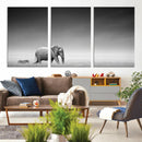 Elephand and Zebra Wall Art Canvas Print, Modern Artwork