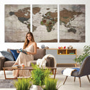 World Map Canvas Print – Framed Detailed Map of the World