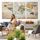 Personalized World Map Canvas Print – Colorful Watercolor