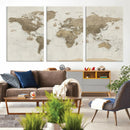 Detailed World Map Wall Art Canvas Print by MyGreatCanvas | Canvas Wall Art Prints | Photo Prints & Wall Decor