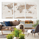 Framed Large World Map Canvas Print for Office Decor by MyGreatCanvas | Canvas Wall Art Prints | Photo Prints & Wall Decor