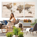 World Map Canvas Print – Framed Detailed Map of the World