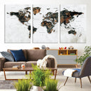Large World Map Canvas Print – Framed Travel Map Wall Art