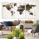 Watercolor World Map Print - Large Wall Art Canvas Print for
