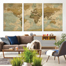 Vintage World Map Wall Art Canvas Print, Detailed World Map
