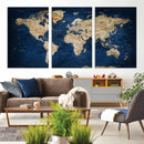 World Map Canvas Print – Framed Travel Map Wall Art for