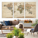Framed World Map Wall Art for Home and Office Decor
