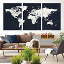 Black World Map Wall Art Canvas Print for Home Office and by MyGreatCanvas | Canvas Wall Art Prints | Photo Prints & Wall Decor