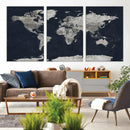 Colorful Watercolor World Map Canvas Print – Vibrant Framed