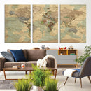 Vintage World Map Wall Art | Ready to Hang and Framed