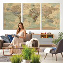 Vintage World Map Wall Art | Ready to Hang and Framed
