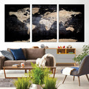Grunge World Map Wall Art | 3-Panel Large Beige and Brown by MyGreatCanvas | Canvas Wall Art Prints | Photo Prints & Wall Decor