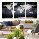Vintage World Map Canvas Wall Art – Antique Triptych Map