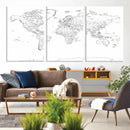 World Map Canvas Print – Framed Modern Detailed Map of the by MyGreatCanvas | Canvas Wall Art Prints | Photo Prints & Wall Decor