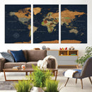 Modern World Map Canvas Print – Framed Detailed Map of the by MyGreatCanvas | Canvas Wall Art Prints | Photo Prints & Wall Decor