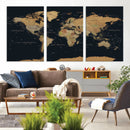 Vintage World Map Earth Globe Countries Oceans Continents by MyGreatCanvas | Canvas Wall Art Prints | Photo Prints & Wall Decor