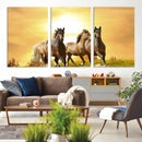 Wild Horses Wall Art Canvas Print – Framed Galloping Herd