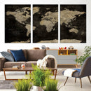 Push Pin World Map Canvas Wall Art Print, Interactive Travel