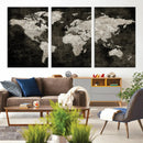Vintage World Map Wall Art Canvas Print – Framed Large Map