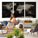 Detailed World Map Wall Art Print - Large Framed World Map