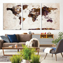 Blue Watercolor World Map Canvas Print – Framed Modern Wall