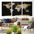 Beige World Map Canvas Wall Art Print, Minimal Black and by MyGreatCanvas | Canvas Wall Art Prints | Photo Prints & Wall Decor