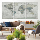 Neutral Vintage World Map Canvas Wall Art Print, Classic Map by MyGreatCanvas | Canvas Wall Art Prints | Photo Prints & Wall Decor