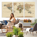 Extra Large World Map Canvas Print – Detailed Map of the