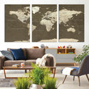 Vintage World Map Canvas Print – Framed Travel Map Wall Art