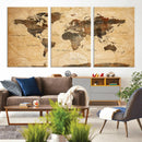 Navy Blue and Gold World Map Canvas Print – Framed Luxury by MyGreatCanvas | Canvas Wall Art Prints | Photo Prints & Wall Decor