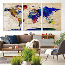 Colorful World Map Canvas Wall Art – Abstract Watercolor Map by MyGreatCanvas | Canvas Wall Art Prints | Photo Prints & Wall Decor