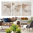 Detailed World Map Wall Art Canvas Print for Home and Office Decor by MyGreatCanvas | Canvas Wall Art Prints | Photo Prints & Wall Decor