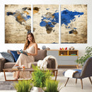 World Map Canvas Print – Colorful Abstract Travel Map,