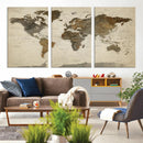 Vintage World Map Canvas Wall Art – Framed Travel Map for by MyGreatCanvas | Canvas Wall Art Prints | Photo Prints & Wall Decor