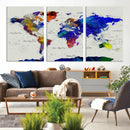 Vintage World Map Canvas Wall Art – Framed Travel Map with by MyGreatCanvas | Canvas Wall Art Prints | Photo Prints & Wall Decor