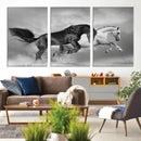 Wild Horses Wall Art Canvas Print – Framed Black and White