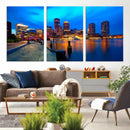 Boston Wall Art Canvas Print, Boston City Downtown Night by MyGreatCanvas | Canvas Wall Art Prints | Photo Prints & Wall Decor