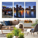 Boston Wall Art Canvas Print, Boston City Downtown Night by MyGreatCanvas | Canvas Wall Art Prints | Photo Prints & Wall Decor