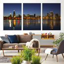 Chicago Wall Art Canvas Print - Chicago City Downtown Night by MyGreatCanvas | Canvas Wall Art Prints | Photo Prints & Wall Decor