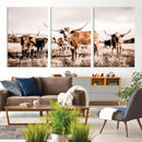 Texas Longhorn Cattle Wall Art Canvas Print, Sepia Western by MyGreatCanvas | Canvas Wall Art Prints | Photo Prints & Wall Decor