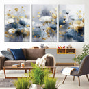 Large Abstract Flowers Wall Art Canvas Print – Gold and Blue by MyGreatCanvas | Canvas Wall Art Prints | Photo Prints & Wall Decor